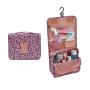 Fashion Multi Color Custom Logo Pink Leopard Large Cosmetic Makeup Travel Organizer Hanging Folding Toiletry Bag