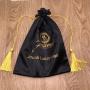 Black Satin Hair Drawstring Bag With Tassels