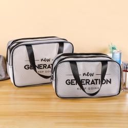 Custom Logo Travel Transparent Waterproof Zipper Wash Bags Double Layer Large Capacity EVA Clear Cosmetic Toiletry Bag wholesale