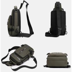 ZF092 New Business Chest Bag Men Fashion Casual Shoulder Messenger Bag Waterproof Nylon Backpack USB Interface