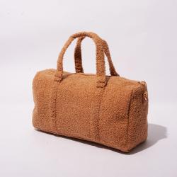 Keymay Stock Large Capacity Fuzzy Fall Carry on Bag Teddy Sherpa Crossbody Bag Plush Luggage Overnight Weekend Duffle Bag Travel