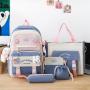 KBW552 Value Set 5-piece-set Shoulder Bag New Junior High School Student Schoolbag Canvas Print Cute Travel Backpack