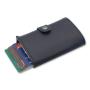 Factory wholesale leather pop up wallet rfid metal card holder aluminum metal wallet