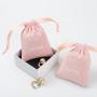 Custom Logo Printed Nude Pink Velvet Jewelry Drawstring Pouch Flannel Earring Necklace Bracelet Jewelry Bag