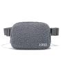 Custom Unisex Winter Outdoor Sports Running Sherpa Fleece Sling Bags Fanny Pack Gray Fur Belt Bags For Women Men