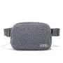 Custom Unisex Winter Outdoor Sports Running Sherpa Fleece Sling Bags Fanny Pack Gray Fur Belt Bags For Women Men