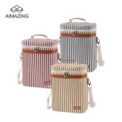6 Bottles Wine Tote Bag | Waxed Canvas Water Resistant Padded Aluminum Foil with Adjustable Strap