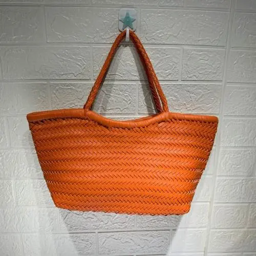 2024 New Fashion Single Shoulder Tote Bag Large Capacity Mother Female's Handmade Woven Polyester Lining Handmade Bag