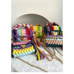 Taschen Hand Hook Knitting  Handbag  Finished Woolen Chains Hand Woven Bag Magnetic Button Crossbody Bag for Fashion