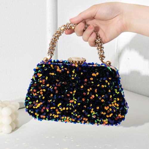 Retro 2024 new fashion female evening bag clutch sequins banquet diamond handbag small square bag