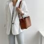 Creative design temperament shoulder bag women's luxury bucket bag fashion plain trend box women's handbag