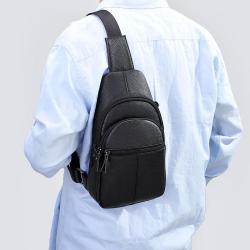 Hot selling genuine leather hanging bag men's cowhide crossbody cycling backpack shoulder chest bag mobile phone bag