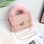 Plush women's handbag small square bag 2024 ladies hand bags fresh sweet crossbody shoulder bags fashion