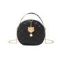 Embroidered Small Round Bags for Women 2024 Pu Leather Zipper Chain Phone Bag Women's Fashion Shoulder Crossbody Bag