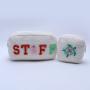 Keymay Personalized Chenille Letter Patch Makeup Bag Teddy Sherpa Large Plush Winter Cosmetic Bag Sherpa Cosmetic Pouch