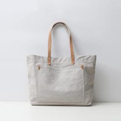 2024 Custom Logo Large Canvas Tote Bag For Women Ladies Luxury With Leather Handle