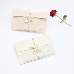 Customized Natural Color Muslin Cotton Envelope Pouch Underwear Cloth Packaging Canvas Garment Envelope Dust Bag