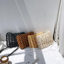 2023 Summer Korean Version Braided Design Crossbody Bag Small New Wooden Bead Sling Womens Shoulder Bag Fashion Hollow Bag