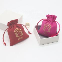 Custom Gold Logo Jewelry Suede Bag Mini Suede Gift Cosmetic Drawstring Pouch For Packaging