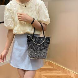 HR340 New Fashion Dinner Water Diamond One Shoulder Handbag Retro Canvas Tote Crossbody Bag Popular Diamond Inlaid Women's Bag