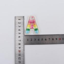 Keymay Stock No MOQ Rainbow 2.5" 2.17"Chenille letters Stick on for Bags Pouch Self Adhesive for Clothing DIY Embroidery Patches
