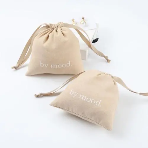 Eco-Friendly Organic Soft Brown Cotton Muslin Drawstring Gift Jewelry Bag Muslin Soap Pouch For Sale