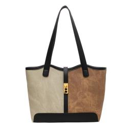ZWY346 Wholesale New Women Color Blocking Tote Bag PU Daily Elegant Fashion Shoulder Bag Zippered Interior Pocket Girl Handbag
