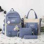 New Canvas Four Piece Schoolbag For Primary School Students High School Schoolbag Large Capacity Outdoor Travel Backpack