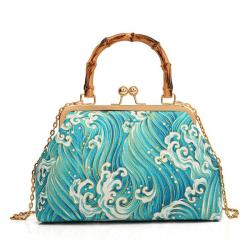 ZWY342 New Chinese Style Auspicious Cloud Ladies Evening Bag Bamboo Handle Embroidered Clutch Bag Banquet Classic Shoulder Bag