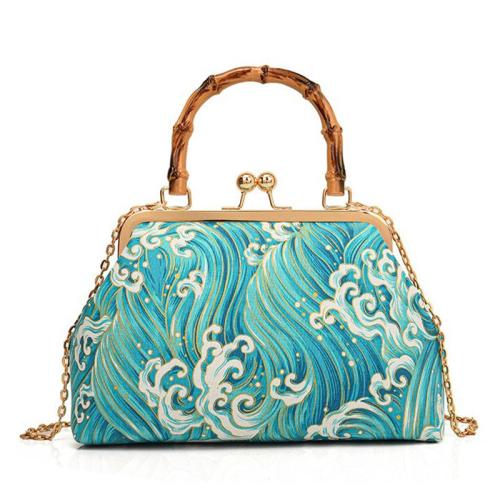 ZWY342 New Chinese Style Auspicious Cloud Ladies Evening Bag Bamboo Handle Embroidered Clutch Bag Banquet Classic Shoulder Bag