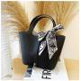 2022 New Fashion Lady Designer Bag All- Match Handbag with Scarf & Golden Lock for Women  Solid Color Pu Leather Tote Bag
