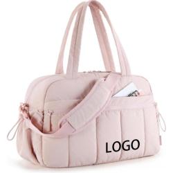 Wholesale Custom Logo Pink Color Puffer Duffel Bag Travel Tote For Daily Commute Crossbody Bag Quilted Duffle Bag