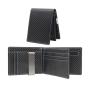 Custom mens pu leather wallet rfid blocking carbon fiber pattern wallet with euro style money clip
