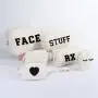 Keymay RTS Personalized Embroidery Chenille Letter Patches Winter Girls Plush Cosmetic Bag Sherpa Makeup Bag Teddy Pouch