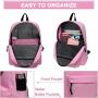 Pink Student School Bag Bookbag Backpack for College Students Teens Kids Men Women