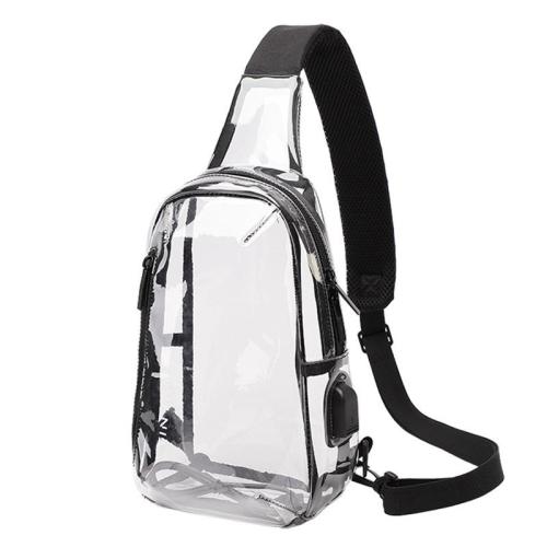HR115 Men's New With USB Charge Chest Bag Fashion PVC Transparent Waterproof Shoulder Bag Technology Fashion Trend Crossbody Bag