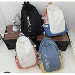 Fashion Boys Girls Combine Colors Waterproof Nylon Backpack Light Weight Multi  Pockets Sports Version Satchel