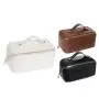 Portable Makeup Bag Opens Flat Lay Makeup Bag Cosmetic Bag with Strap for Travel Waterproof Anti-dust Large Leather for Women