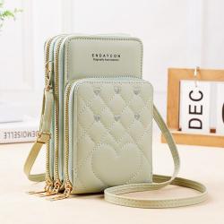 New Arrival Three Zipper Crossbody Bag Large Capacity Multicolor Coin Purse Embroidery Mobile Phone Wallet Bag carteras para mujer