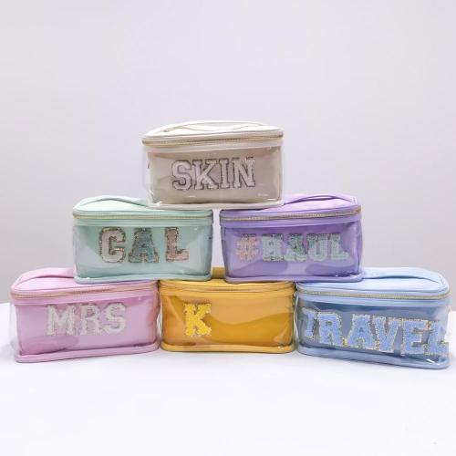 Wholesale Portable Handle Waterproof Transparent Open Top Makeup Cosmetic Organizer Clear Toiletry Bags Large Travel Bag