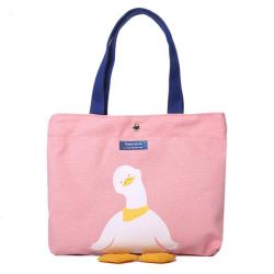 HR270 New Cute Canvas Contrasting Colors Bag Girls' Fresh and Sweet Handheld Bag Cartoon Versatile One Shoulder Work Bag
