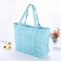 Stock Super Large Tote Shoulder Bag for Gym Beach Travel Daily Turquoise Chevron Pattern Wholesale Cotton Canvas Bag Shopping