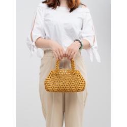 Custom design Wholesale Wooden beads Tote Bags handmade Women Beaded Sling Bag Casual Beach round Seed Beaded Handbag 2024