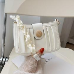 Luxury Women Pleated Ribbon Underarm Handbag China Wholesale PU Ladies Shoulder Bag High Quality  Women Cloud Handbags