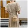 Summer beach rattan straw basket hand bag woven crossbody colorful beaded pearl chain bag 2024
