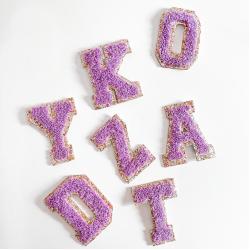 RTS 2.5 Inch Height Glitter Chenille Varsity Letters DIY Makeup Bag Patches Custom Embroidery Vowel Varsity Letter Patch