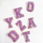 RTS 2.5 Inch Height Glitter Chenille Varsity Letters DIY Makeup Bag Patches Custom Embroidery Vowel Varsity Letter Patch
