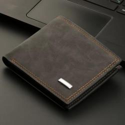 ZR942 Men's Short Wallet Retro Pu Leather Wallet Horizontal Square ID Card Holder Purse Business Coin Wallet Father's Day Gift