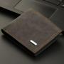 ZR942 Men's Short Wallet Retro Pu Leather Wallet Horizontal Square ID Card Holder Purse Business Coin Wallet Father's Day Gift