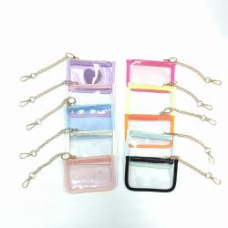 Keymay New Arrivals Custom Women Mini Wallet Zipper Pouch Custom Money Bag Keychain Cute Transparent Clear PVC Coin Purse